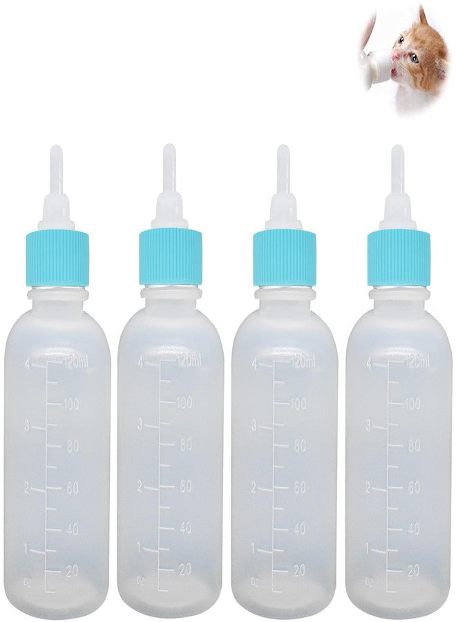 GKYZBB 4Pack 120ML pet Puppy Bottles for Nursing,Kitten Bottle Feeding Kit Nipple for Newborn Kitten Puppy Rabbits Squirrel Animals （Blue Cover） - Image 1